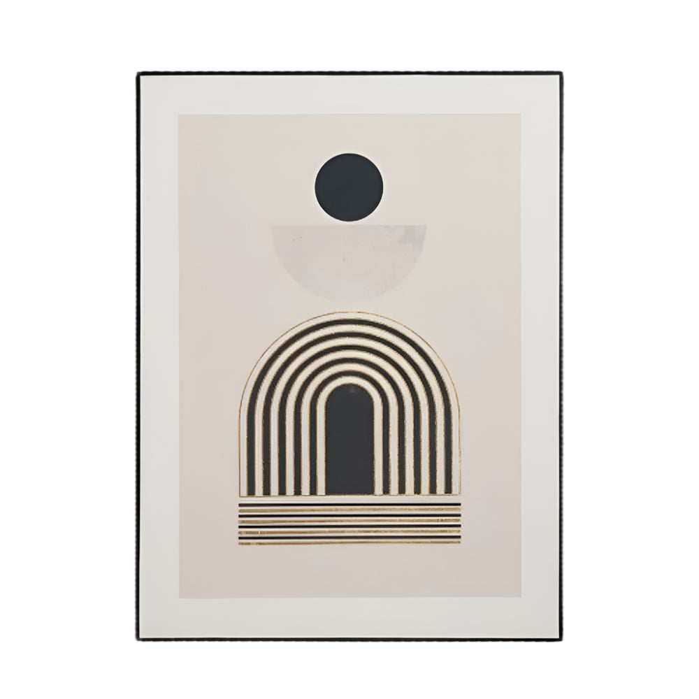 Art Deco Print with Linear Gold Detail and Black Frame