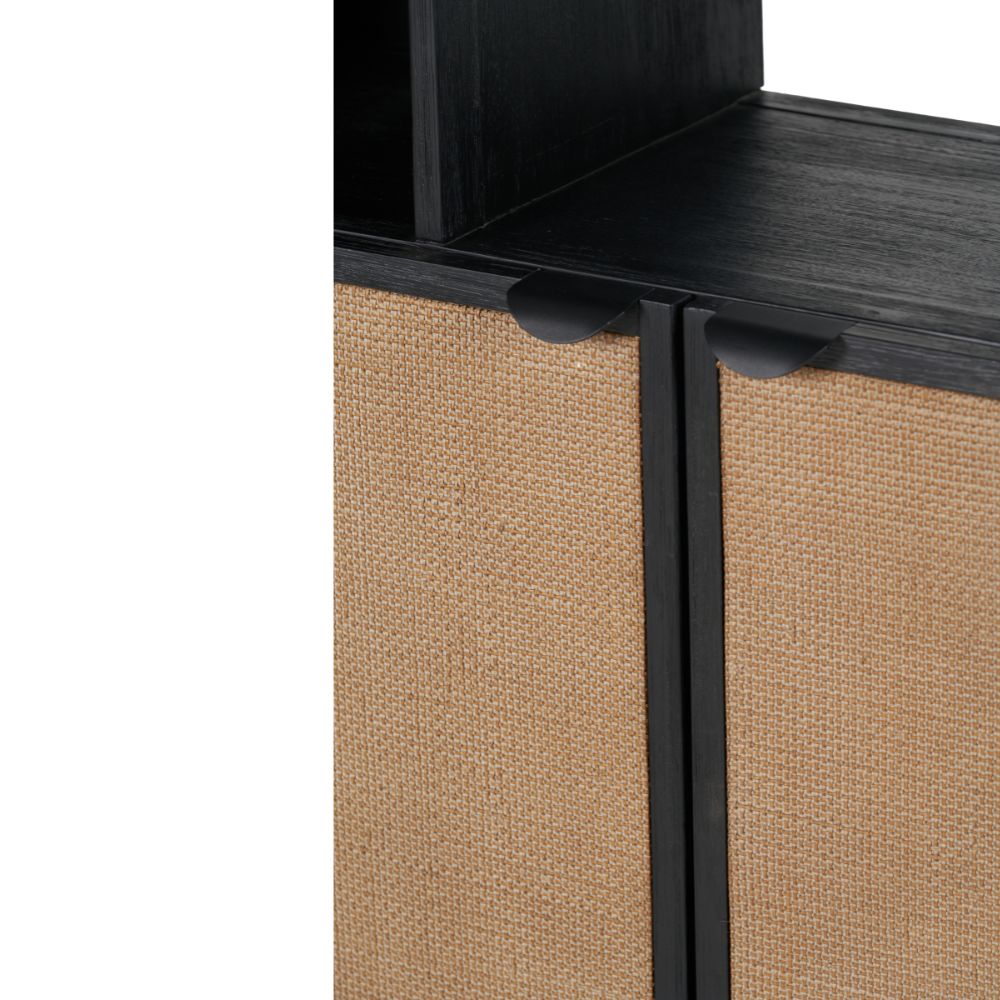 Fiji Black Acacia Wood 2 Door 6 Niche Display Cabinet