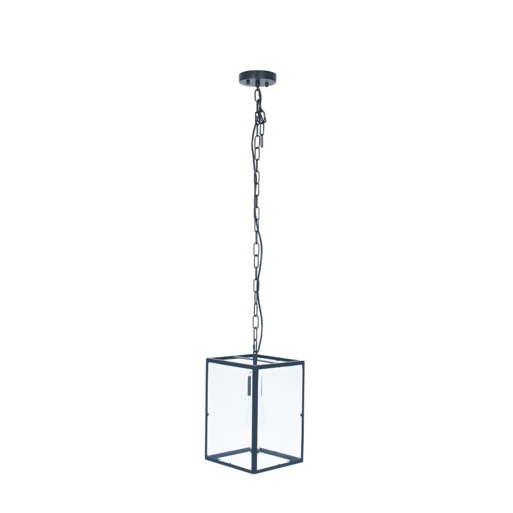Llewellyn Matte Black Metal and Glass Pendant