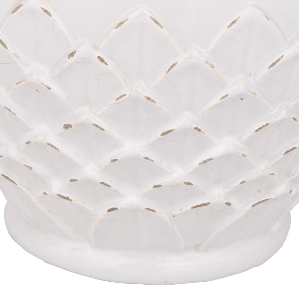 Willow White Leaf Detail Stoneware Vase