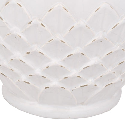 Willow White Leaf Detail Stoneware Vase