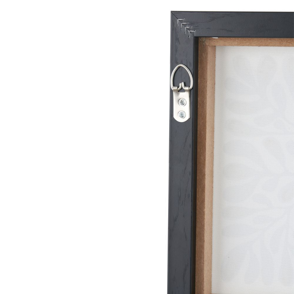 Square Canvases Black Leaf Print with Black Frames (Set of 2)