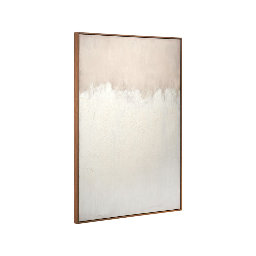 Abstract Canvas Natural and White with Natural Frame Large