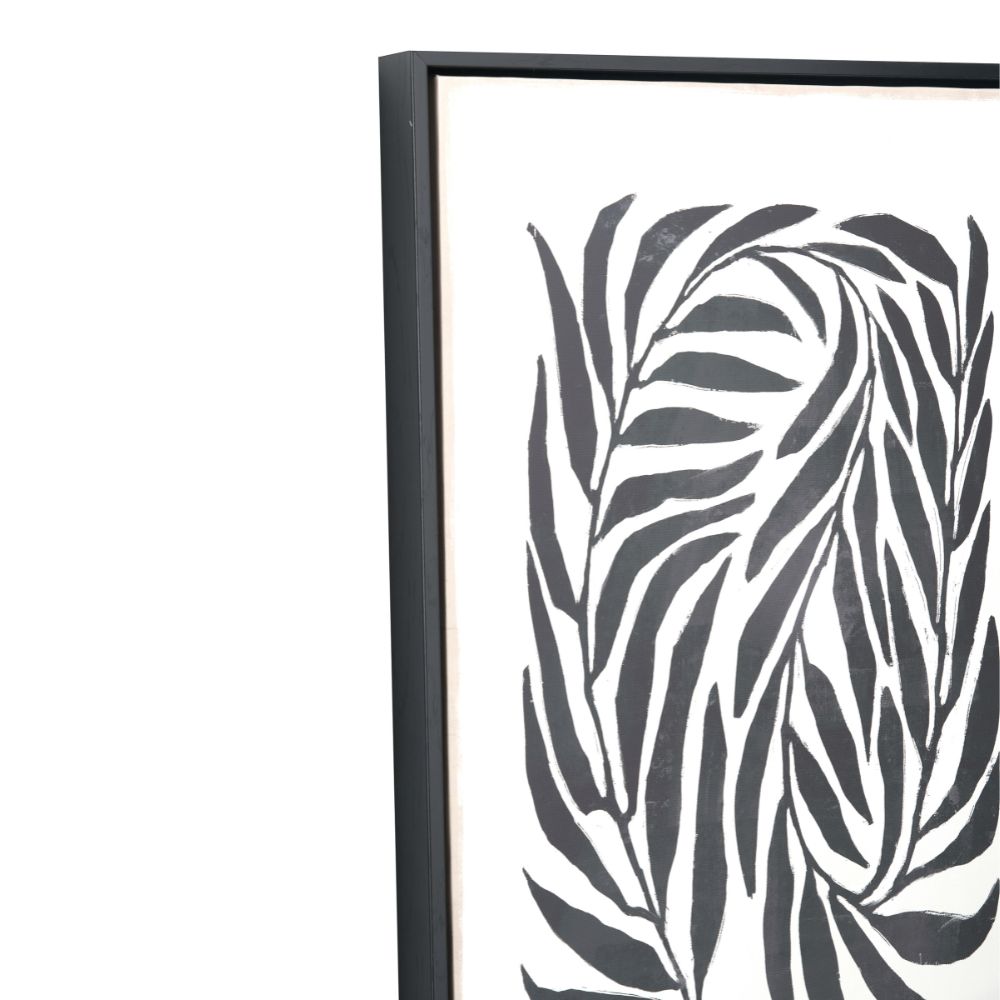 Canvases Black Leaf Print with Black Frames (Set of 2)