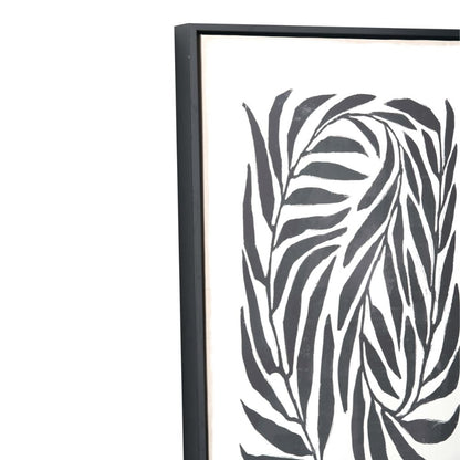 Canvases Black Leaf Print with Black Frames (Set of 2)