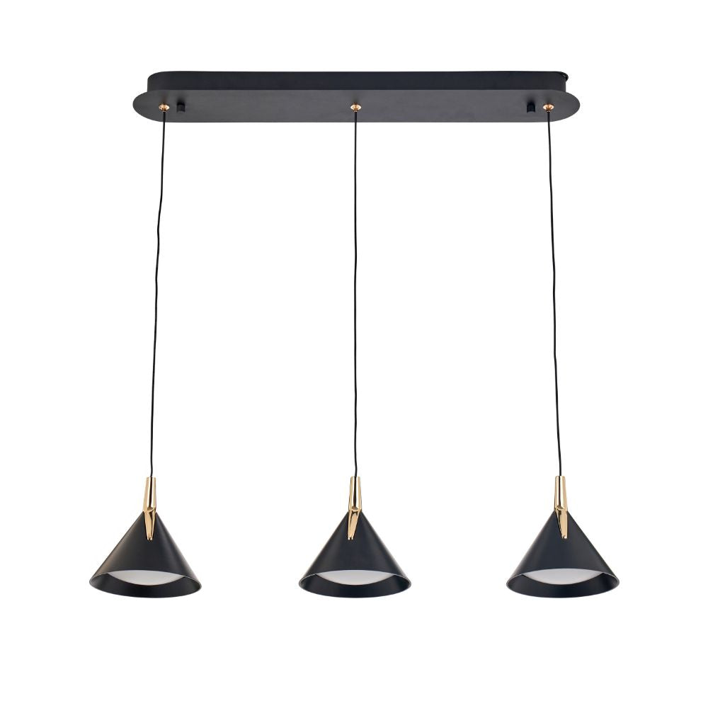 Astarion Matte Black and Gold 3 Drop LED Pendant