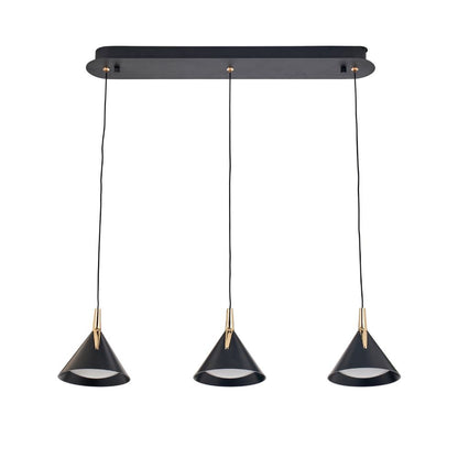 Astarion Matte Black and Gold 3 Drop LED Pendant