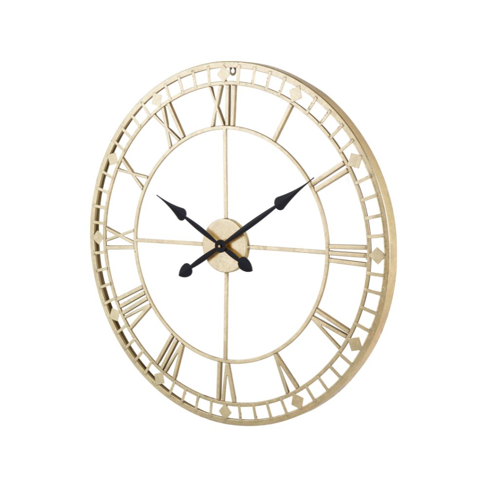 Metal Antique Gold Round Wall Clock Large