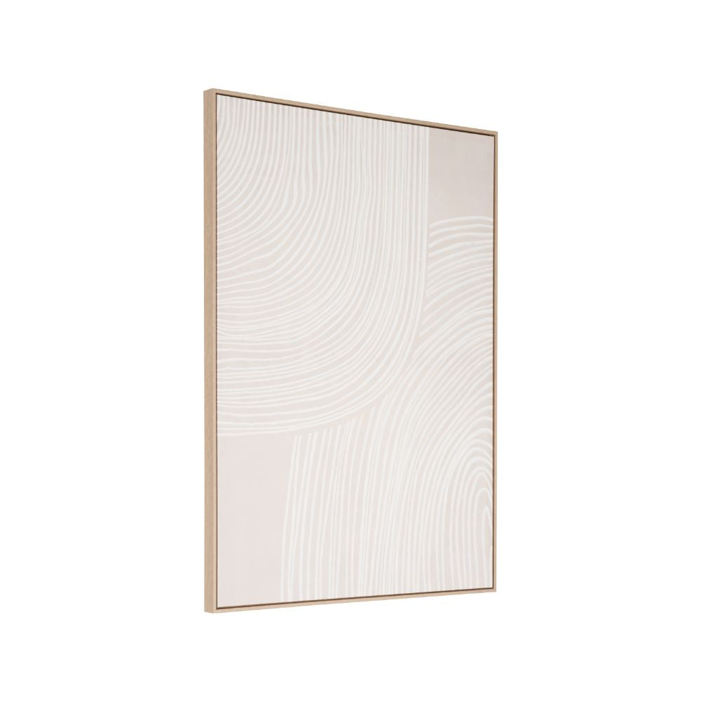 Canvas Natural and White Abstract with Natural Frame