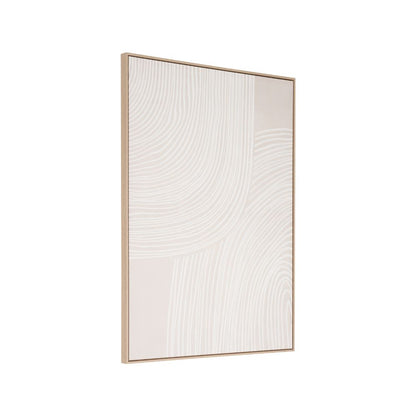Canvas Natural and White Abstract with Natural Frame