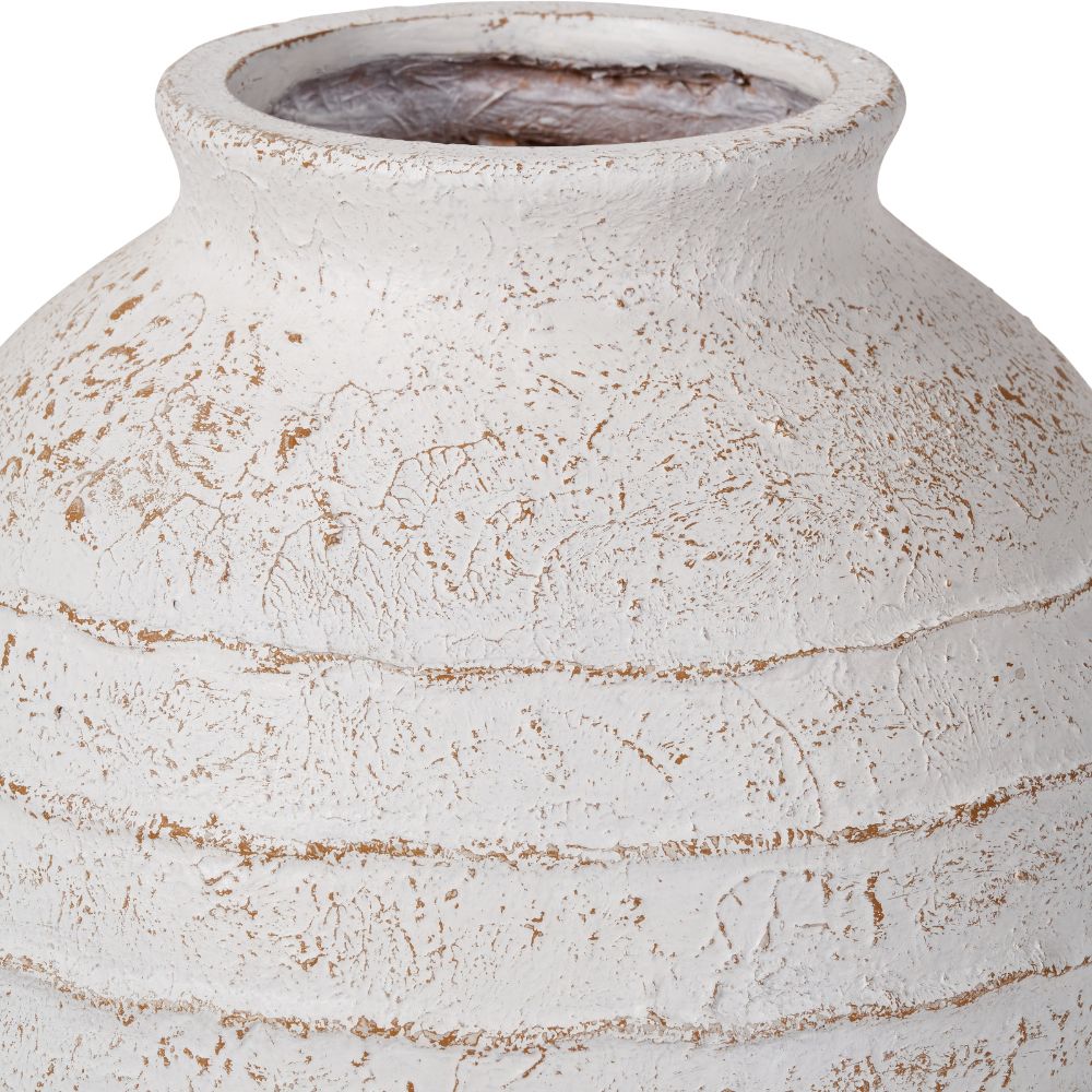 Fibrestone White Wash Decorative Ribbed Large Vase