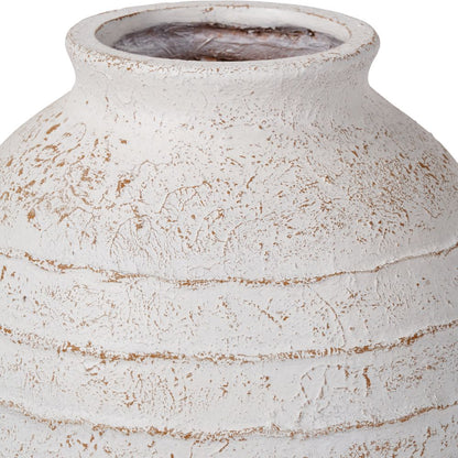 Fibrestone White Wash Decorative Ribbed Large Vase