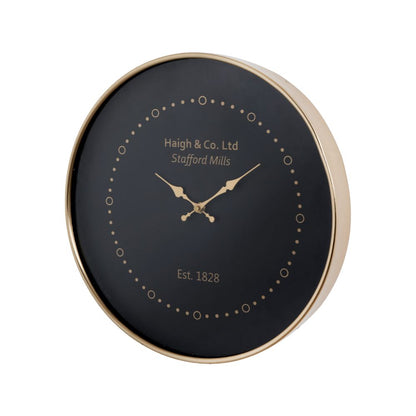 Metal Black Face and Antique Brass Wall Clock