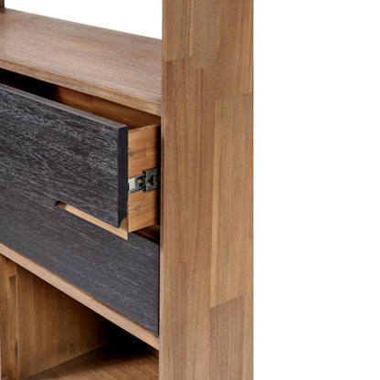 Gio Acacia Wood 2 Drawer 7 Niche Display Cabinet