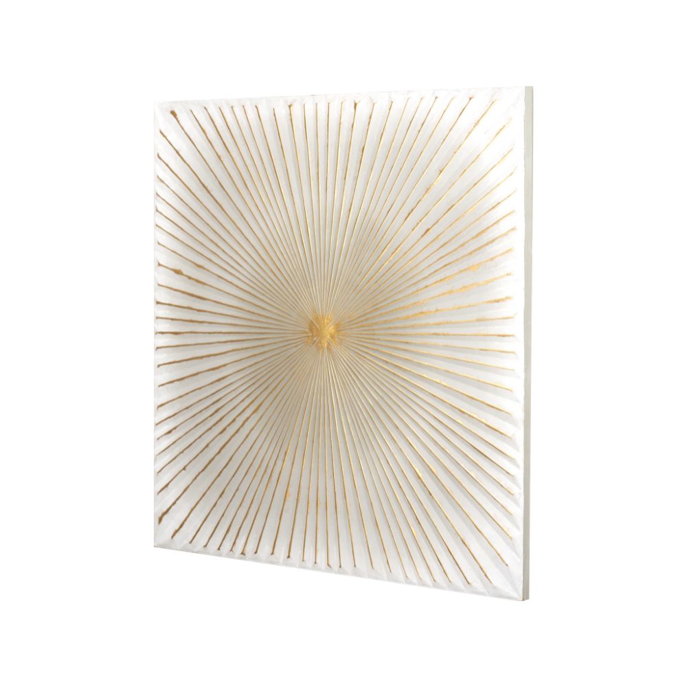 Metal White and Gold Sunburst Wall Art