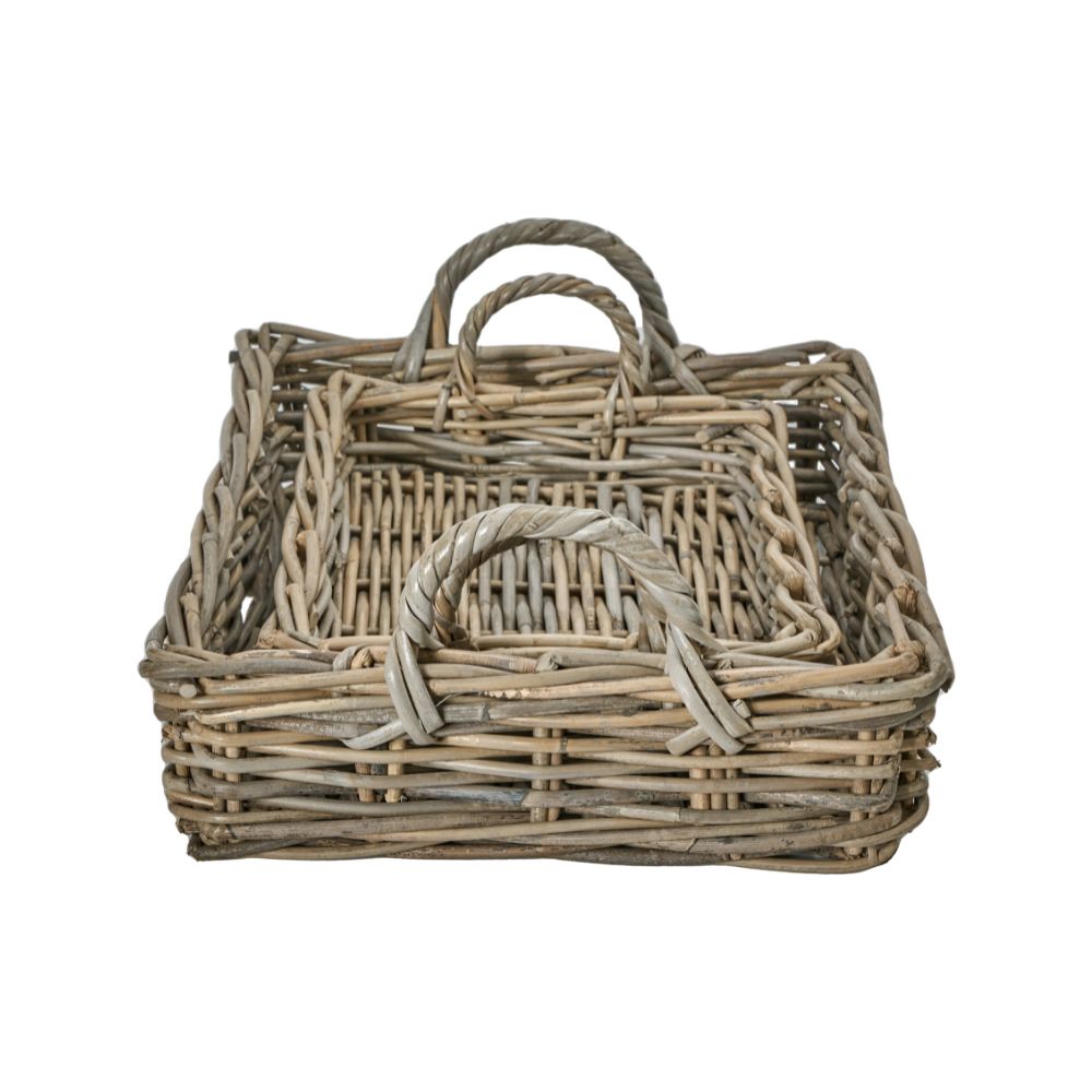 Kubu Grey Basket Trays (Set of 2)