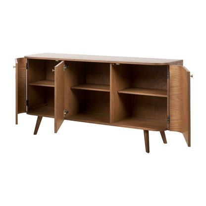 Elias Dark Ash Wood Retro 3 Door Sideboard