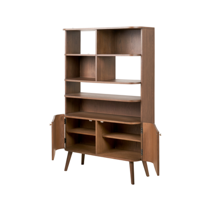 Elias Dark Ash Wood Retro Shelf Unit
