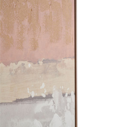 Abstract Square Canvas White and Terracotta with Oak Effect Frame