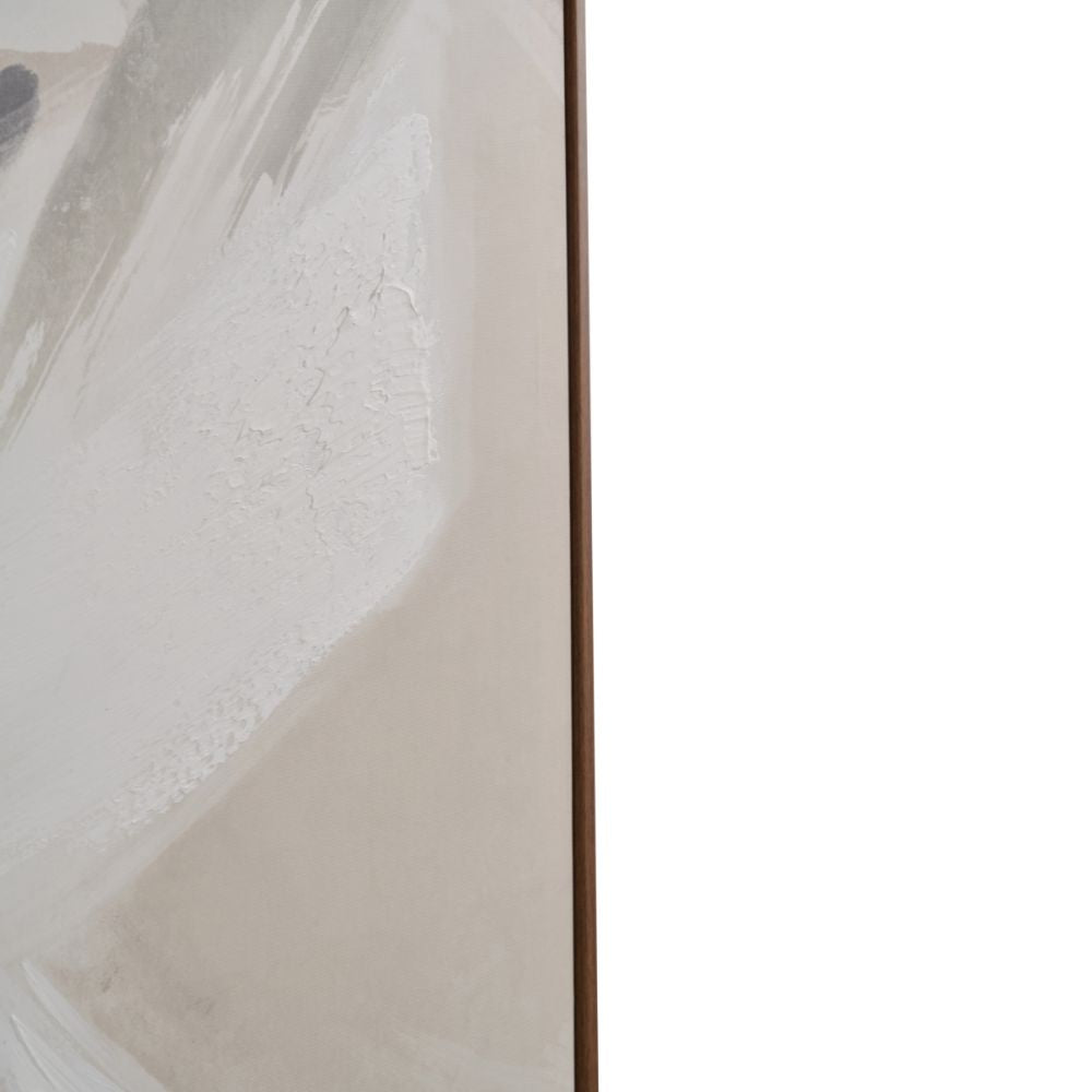 Canvas Monochrome Abstract Square with Oak Effect Frame