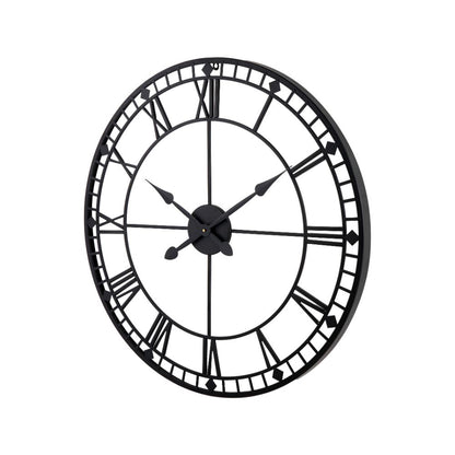Metal Black Round Wall Clock Large