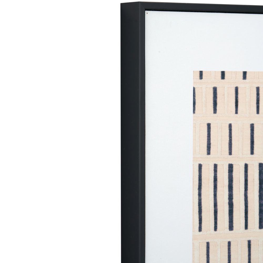 Canvas Natural with Black Stripe Pattern and Black Frame