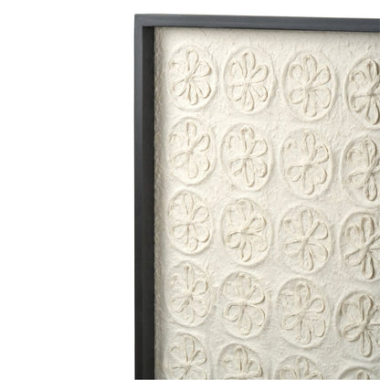 Natural Paper Circular Pattern Design with Black Frames (Set of 2)