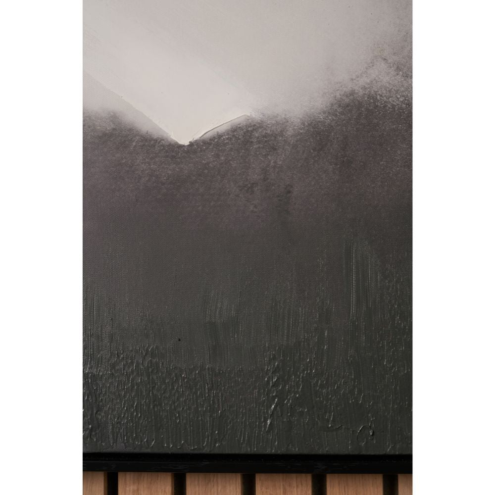 Square Canvas Monochrome Abstract with Black Frame