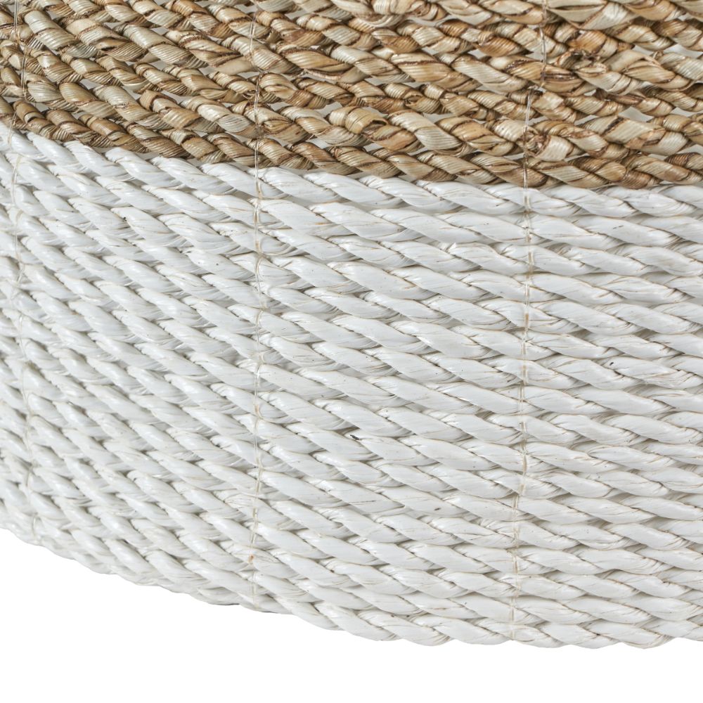 Banana Leaf Two Tone Natural and White Baskets (Set of 2)