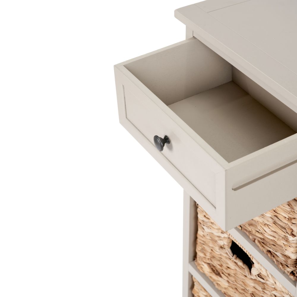 Devonshire Pine Wood 1 Drawer 4 Basket Tall Unit