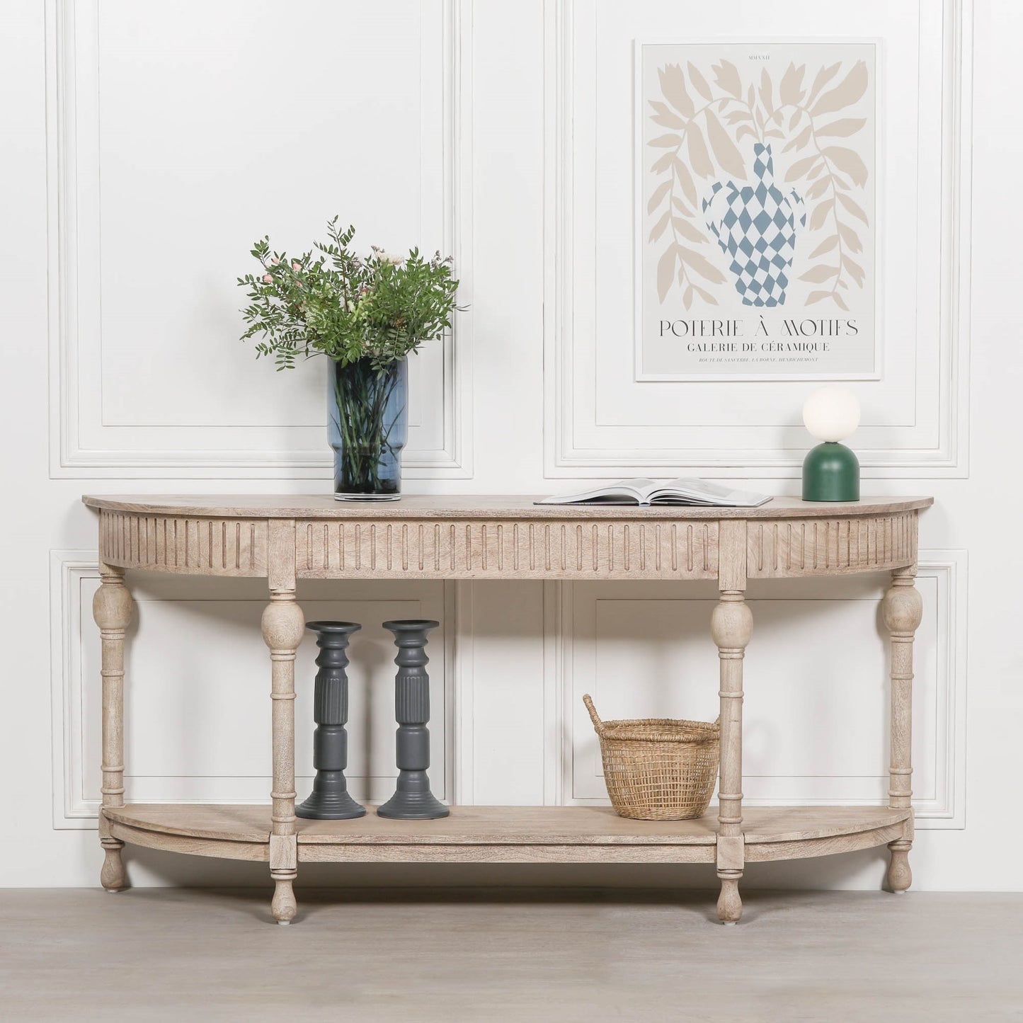Everden Curved Acacia Wood Console Table