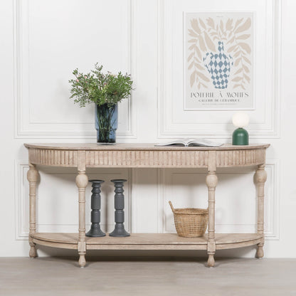 Everden Curved Acacia Wood Console Table