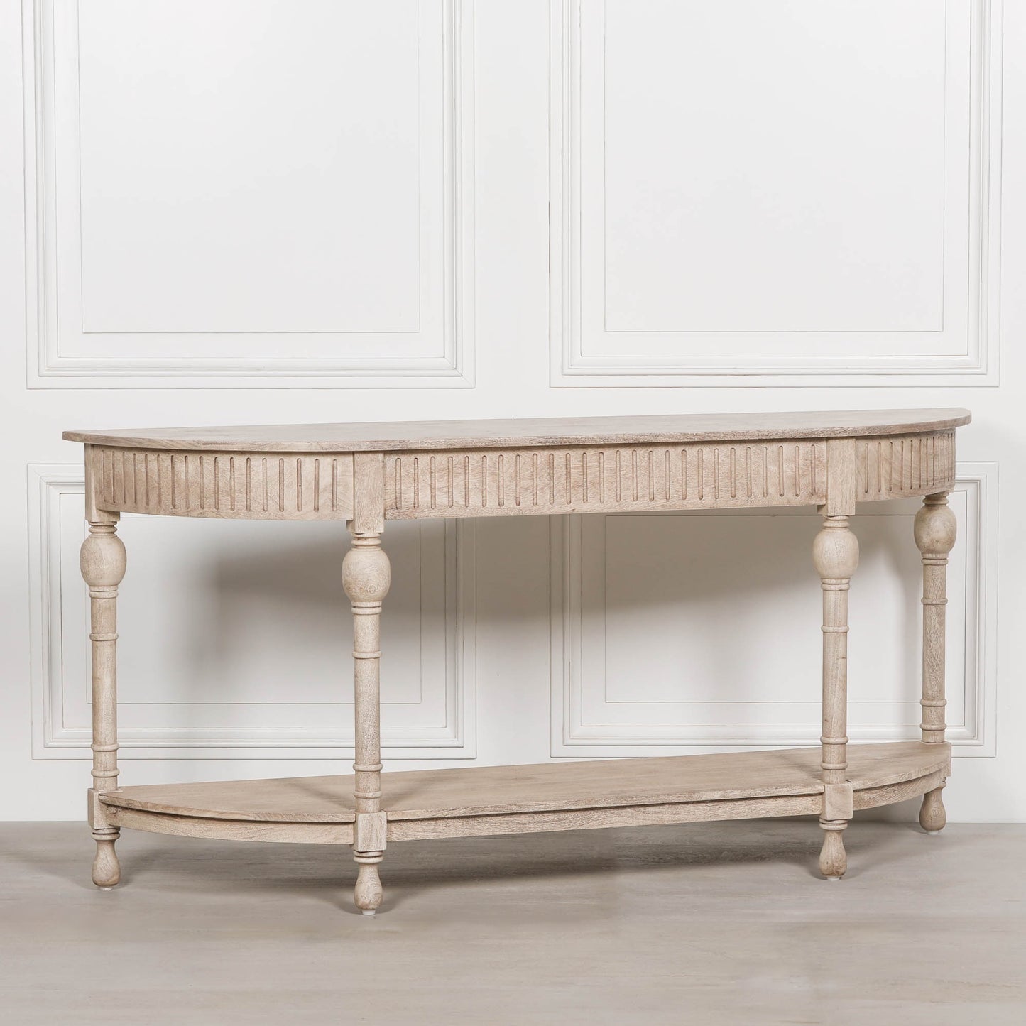 Everden Curved Acacia Wood Console Table