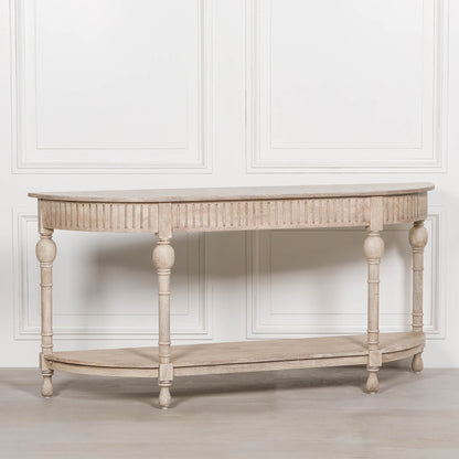 Everden Curved Acacia Wood Console Table