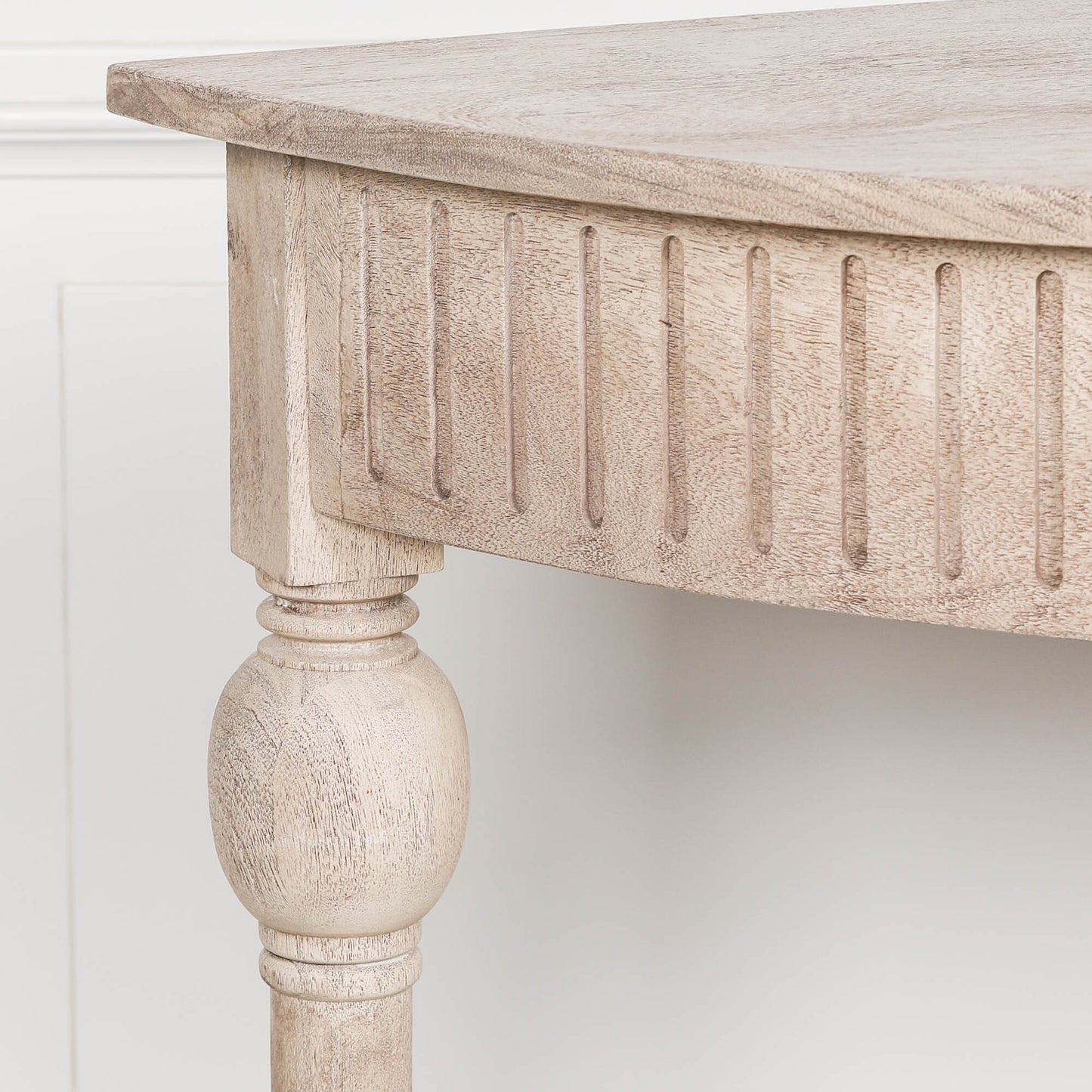 Everden Curved Acacia Wood Console Table