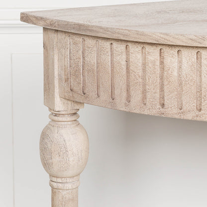 Everden Curved Acacia Wood Console Table