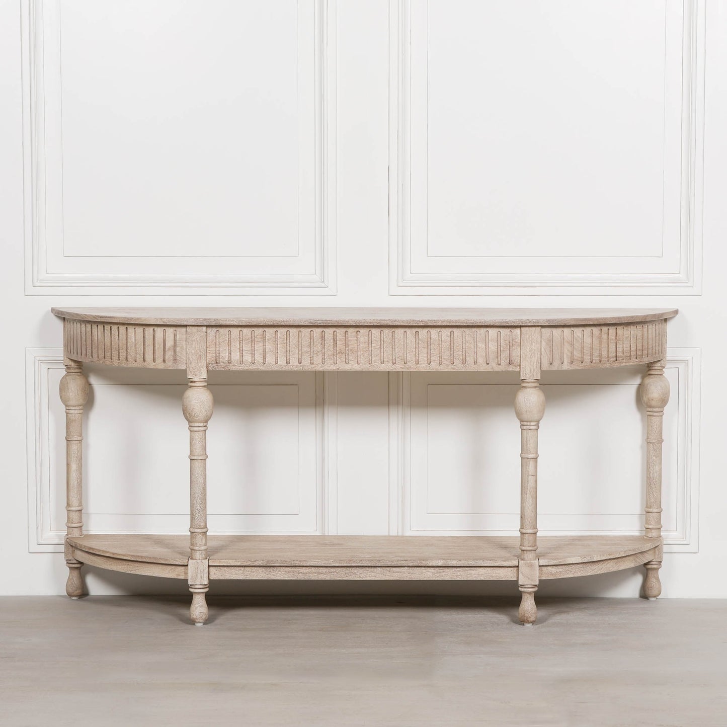 Everden Curved Acacia Wood Console Table