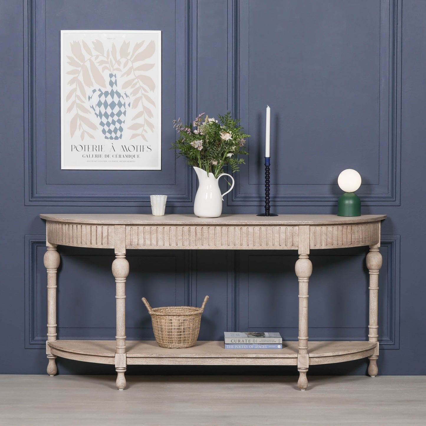 Everden Curved Acacia Wood Console Table