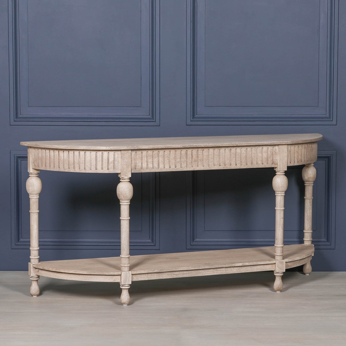 Everden Curved Acacia Wood Console Table