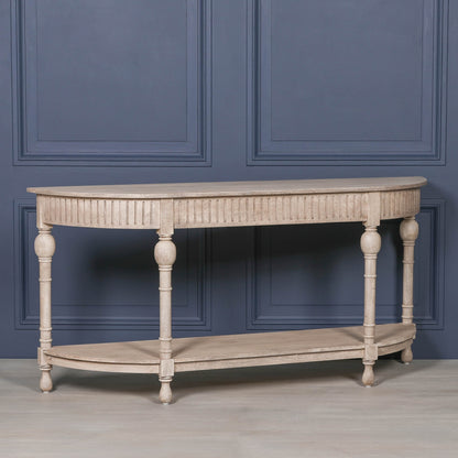Everden Curved Acacia Wood Console Table