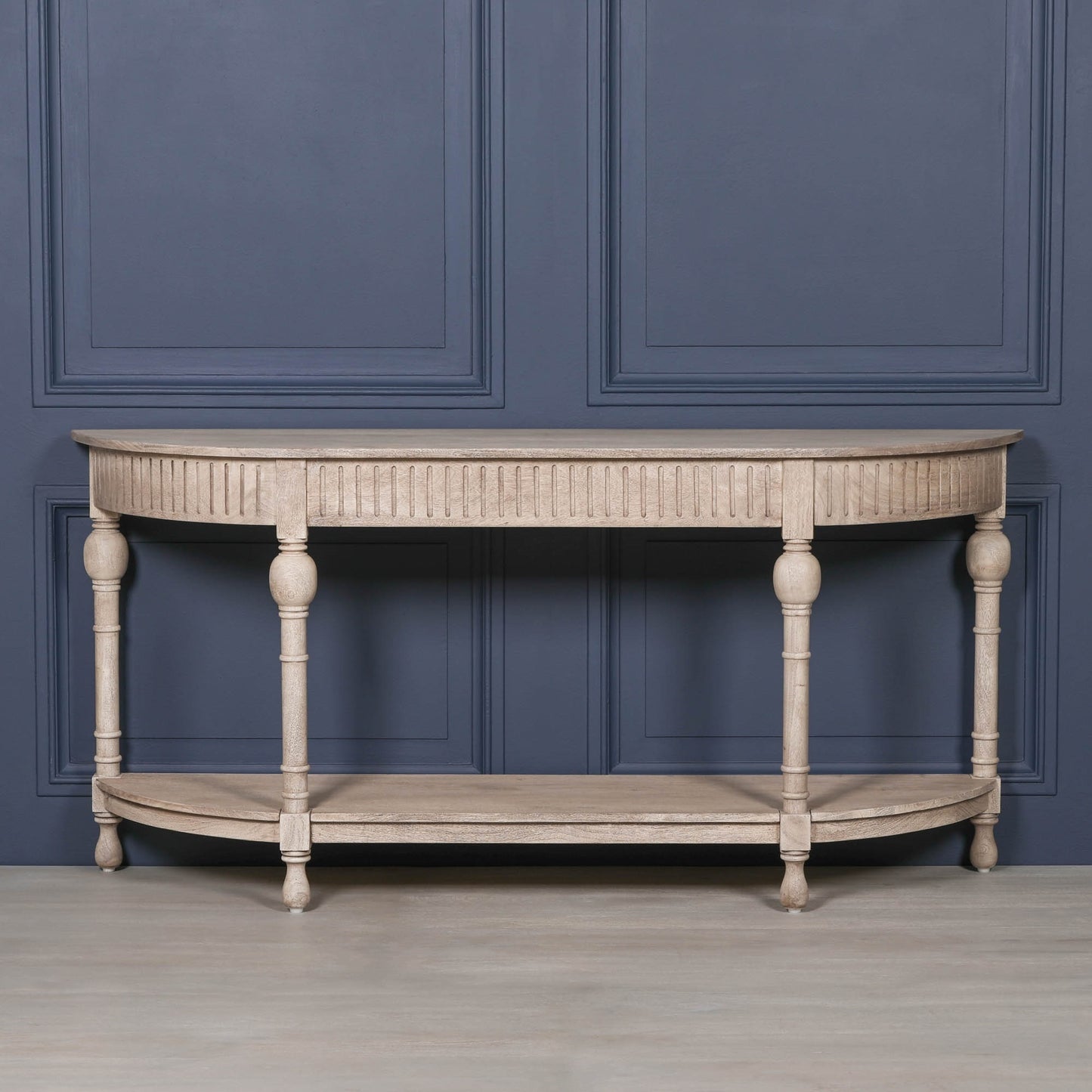 Everden Curved Acacia Wood Console Table