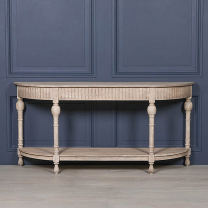 Everden Curved Acacia Wood Console Table