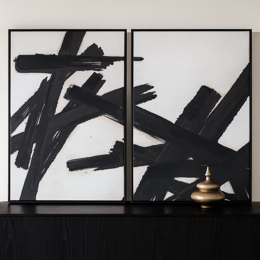 Large Impasto Brushstrokes Framed Wall Art (Set of 2)
