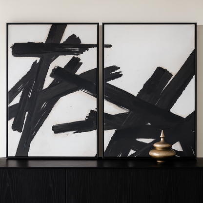 Large Impasto Brushstrokes Framed Wall Art (Set of 2)