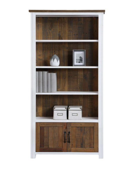 Splash of White Large Open Bookcase with Doors