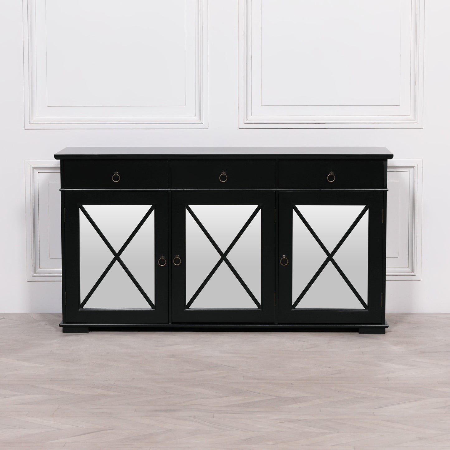 Oriental Black Mirrored Doors Sideboard