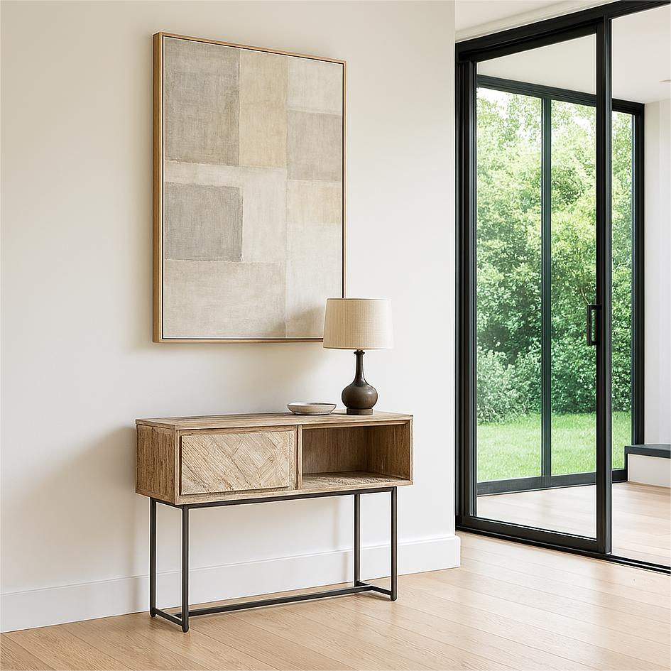Marca Sand Wash Acacia Wood 1 Drawer Console Table