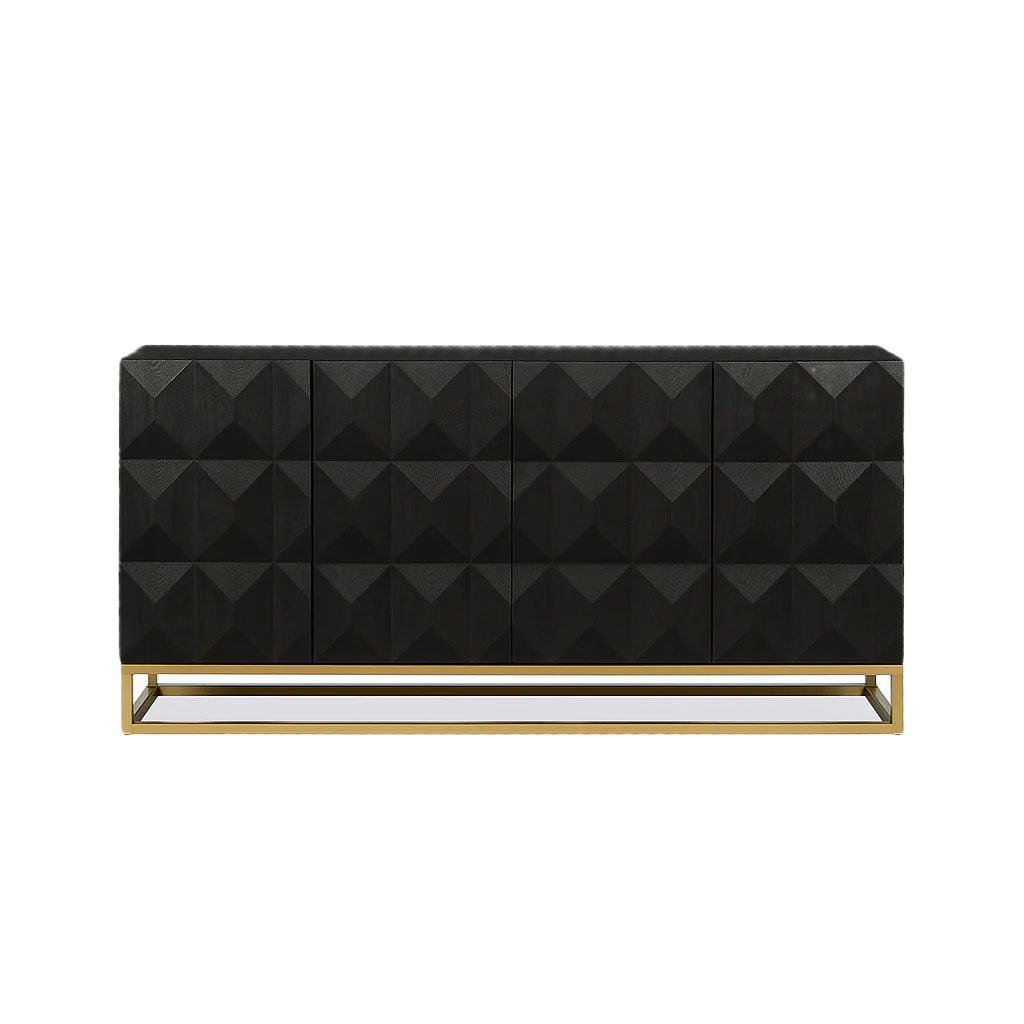 Duskgold Black Mango Wood Diamond Sideboard