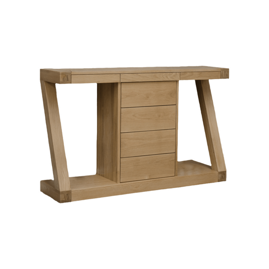 Z Solid Oak Wide Drawer Console Table