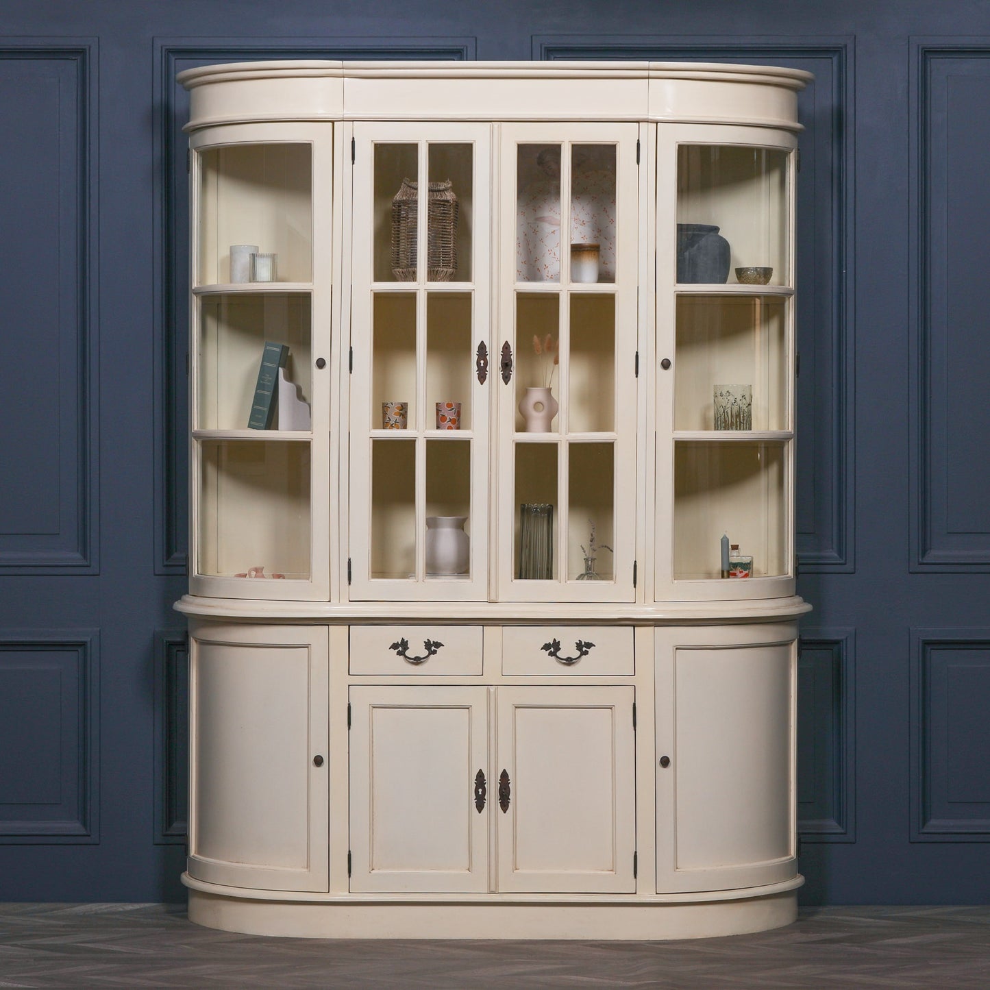 Elden Vintage Cream Mahogany Dresser Display Cabinet